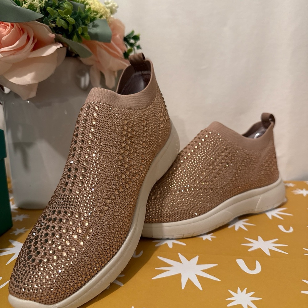 Lauren Lorraine Glittering Rose Gold Slip-On Sneakers